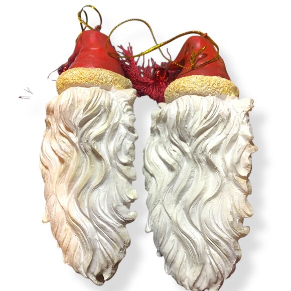 Vintage Old World Santa Claus St. Nikolas Ornaments x 2 White Long Beard 6" Long - Picture 4 of 6